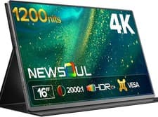 Newsoul 4K Portable Monitor 1200Nits Ultra Bright 16'' Laptop Monitor 2000:1 Con